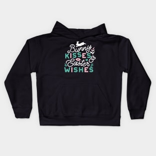 Charming Easter Typography - 'Bunny Kisses and Easter Wishes' Kids Hoodie